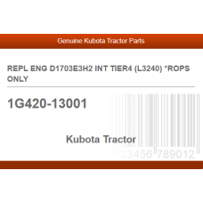REPL ENG D1703E3H2 INT TIER4 (L3240) *ROPS ONLY